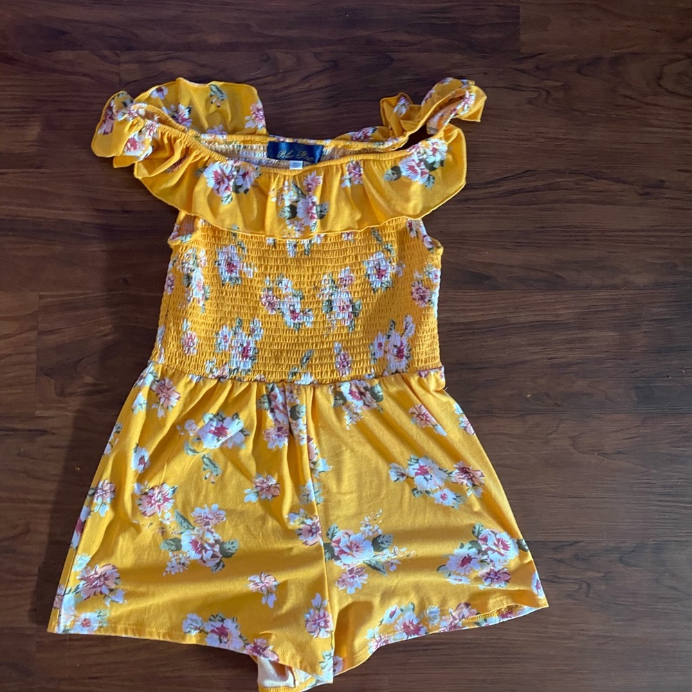 Yellow Floral Off-The-Shoulder Romper